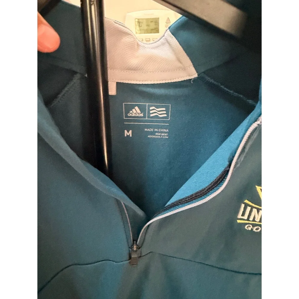 Adidas UNCW Golf Vest Mens Medium Teal Blue Quarter‎ Zip Pullover RN 88387